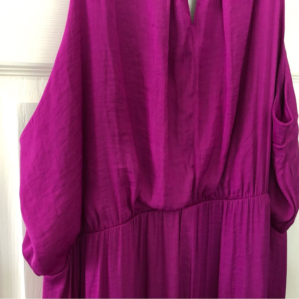 Jennifer Lopez Magenta Maxi Dress Size 2X Regal Vibrant Grecian Vibe Flowing - Picture 6 of 10